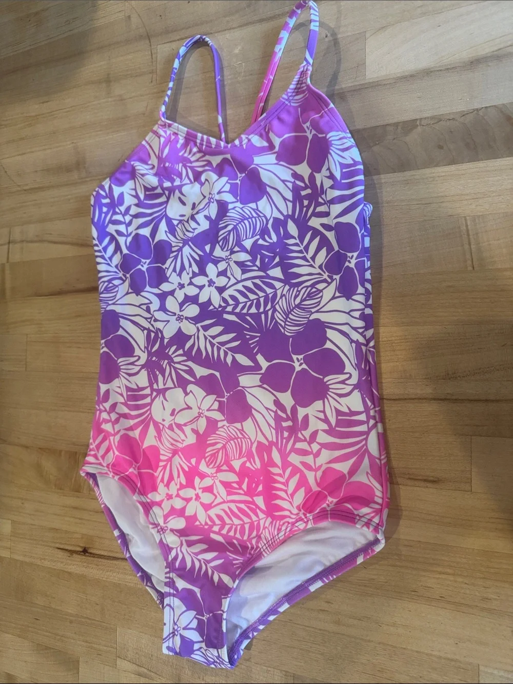 Kanu Surf Girls' Pink & Purple Floral Ombre One-Piece Swimsuit